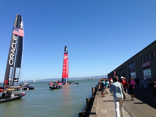 Rivals "anchored" near Pier 27 before last race