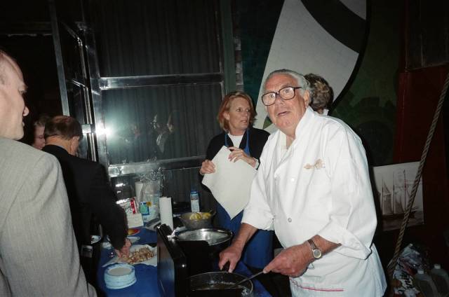 Lou making his delicious fried calamari at the Opening Reception of the San Francisco Ocean Film Festival, January 28, 2005