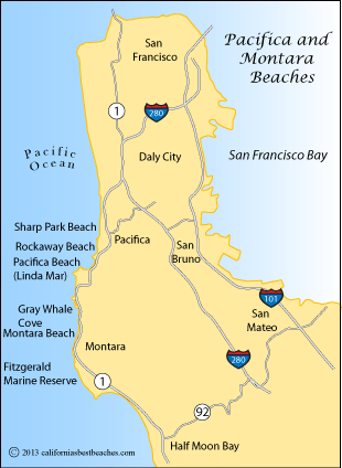 Drawing of San Francisco peninsula.  (Montara is in the Southwest quadrant)