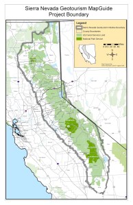 The Sierra Nevada is a mountain range in the western United States just to the east of  the Central Valley of California.  The vast majority of the range lies in the state of California.