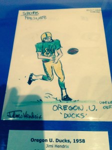 Oregon Ducks drawing by Jimi Hendrix, 1958