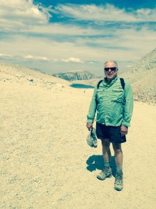 Author on the more southerly Mono Pass. In the background is Summit Lake.