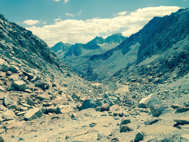 Looking southwest as the hike from Mono Pass down begins