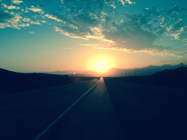 Sunset 8/19/14 from US 395 with southern portion of Sierra Nevada range as backdrop
