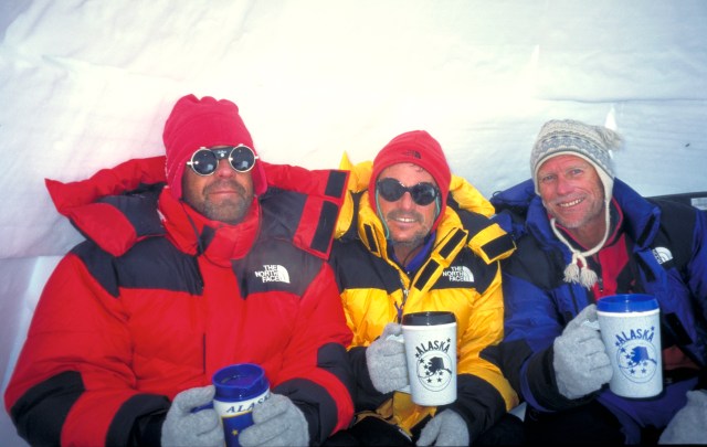1995 - Dinner at 17,200 feet on Denali. Les, Hank, Bob.